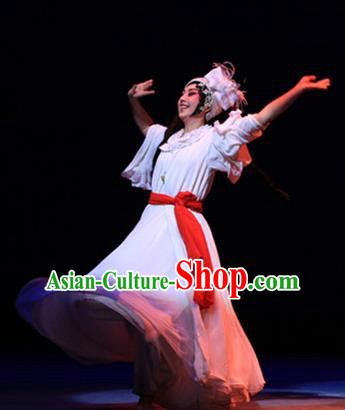 Chinese Beijing Opera Actress Ai Liya Apparels Costumes and Headpieces Traditional Peking Opera Love Bell Tower Hua Tan White Dress Garment