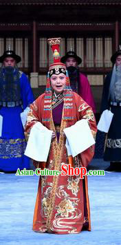 Chinese Beijing Opera Queen Mother Apparels Costumes and Headdress Traditional Peking Opera Elderly Empress Dress Garment