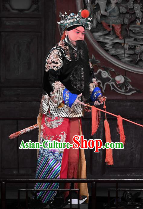 Hong Zong Lie Ma Chinese Peking Opera Martial Male Xue Pinggui Garment Costumes and Headwear Beijing Opera Wusheng Apparels General Clothing