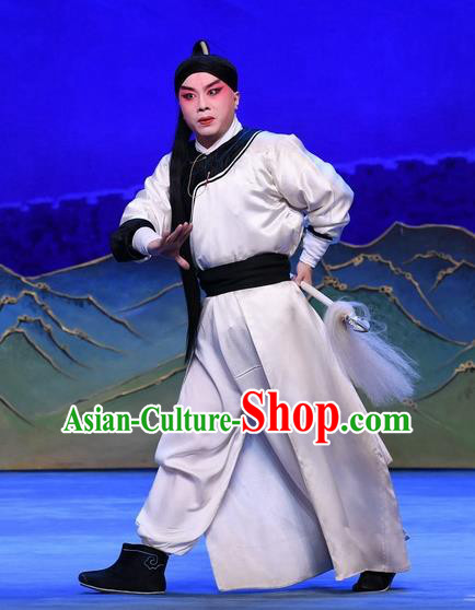 Luo Cheng Chinese Peking Opera Young Male Garment Costumes and Headwear Beijing Opera Swordsman Apparels Martial Male Clothing