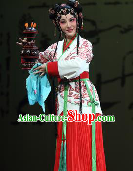 Chinese Beijing Opera Young Lady Apparels Costumes and Headpieces Xin Zhui Traditional Peking Opera Han Dynasty Female Dress Garment