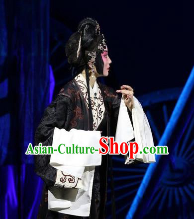 Chinese Beijing Opera Noble Woman Apparels Costumes and Headdress Xin Zhui Traditional Peking Opera Han Dynasty Dress Actress Garment