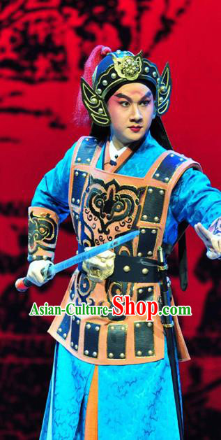 Xin Zhui Chinese Peking Opera Wusheng Garment Costumes and Headwear Beijing Opera Martial Male Li Xi Apparels Soldier Clothing