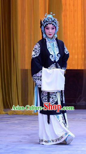 Chinese Beijing Opera Hua Tan Apparels Costumes and Headdress Da Bao Guo Er Jin Gong Traditional Peking Opera Actress Li Yanfei Dress Garment