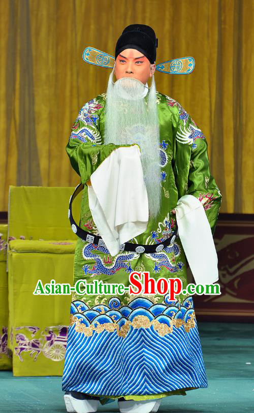 Da Bao Guo Er Jin Gong Chinese Peking Opera Elderly Male Xu Yanzhao Garment Costumes and Headwear Beijing Opera Laosheng Apparels Official Clothing