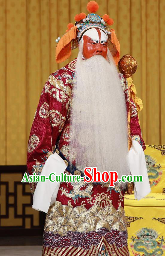 Da Bao Guo Er Jin Gong Chinese Peking Opera Laosheng Garment Costumes and Headwear Beijing Opera Apparels Official Xu Yanzhao Clothing