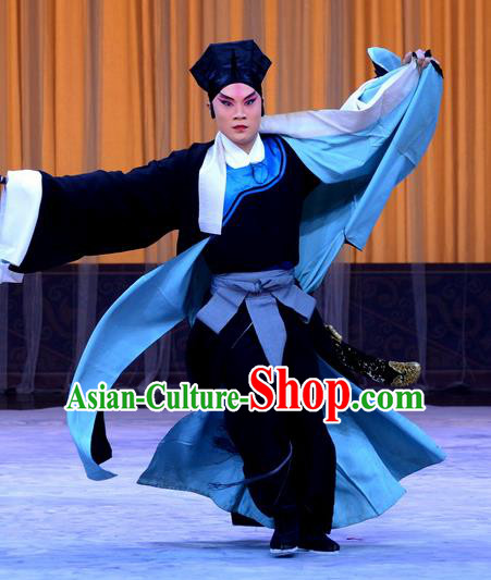 Da Ying Jie Lie Chinese Peking Opera Young Male Garment Costumes and Headwear Beijing Opera Martial Man Apparels Takefu Kuang Zhong Clothing