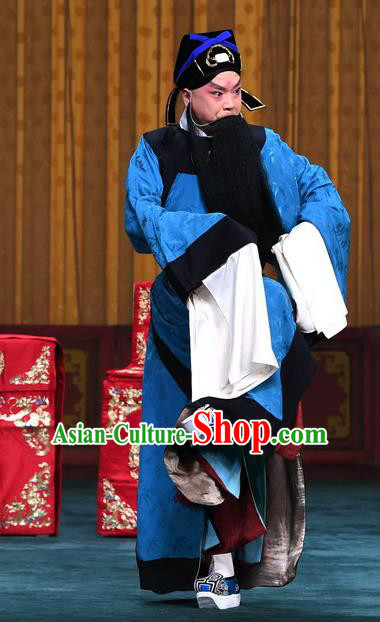 Sacrifice Zhao Shi Gu Er Chinese Peking Opera Elderly Male Garment Costumes and Headwear Beijing Opera Laosheng Cheng Ying Apparels Clothing