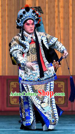 Sacrifice Zhao Shi Gu Er Chinese Peking Opera Martial Male Garment Costumes and Headwear Beijing Opera Wusheng Apparels General Armor Clothing