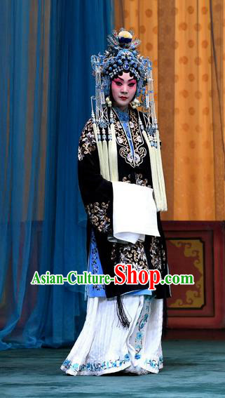 Chinese Beijing Opera Princess Zhuang Ji Apparels Costumes and Headdress Sacrifice Zhao Shi Gu Er Traditional Peking Opera Actress Dress Garment