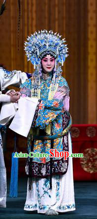 Chinese Beijing Opera Diva Princess Zhuang Ji Apparels Costumes and Headdress Sacrifice Zhao Shi Gu Er Traditional Peking Opera Hua Tan Dress Garment