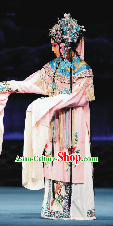 Chinese Beijing Opera Court Maid Apparels Costumes and Headdress Sacrifice Zhao Shi Gu Er Traditional Peking Opera Xiaodan Dress Garment