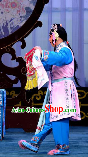 Chinese Beijing Opera Maidservant Apparels Costumes and Headdress The Unicorn Purse Traditional Peking Opera Xiaodan Dress Servant Female Garment