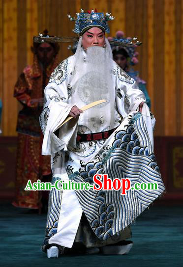 Sacrifice Zhao Shi Gu Er Chinese Peking Opera Laosheng Garment Costumes and Headwear Beijing Opera Elderly Male Apparels Official Han Jue Clothing