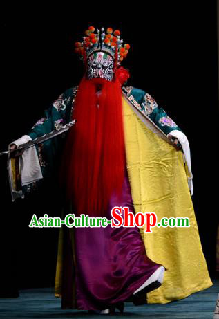 Revenge of the Fisherman Chinese Peking Opera Elderly Male Garment Costumes and Headwear Beijing Opera Landlord Ding Xie Apparels Clothing