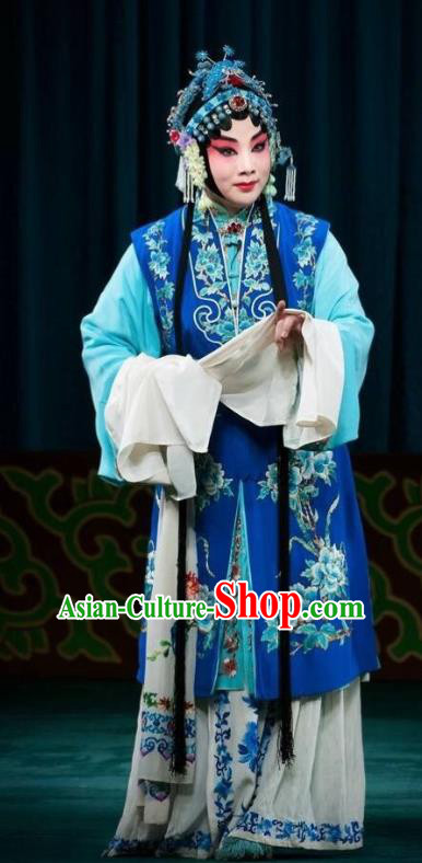 Chinese Beijing Opera Distress Maiden Jiang Qiulian Apparels Costumes and Headpieces Chun Qiu Pei Traditional Peking Opera Young Female Dress Garment