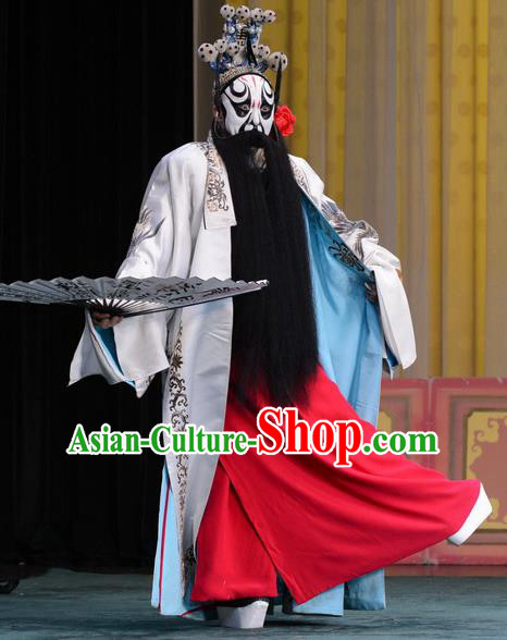 Yan Yang Tower Chinese Peking Opera Elderly Male Garment Costumes and Headwear Beijing Opera Chancellor Gao Qiu Apparels Clothing