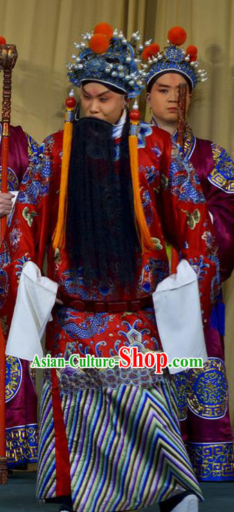 Xi Shi Chinese Peking Opera Elderly Male Garment Costumes and Headwear Beijing Opera Laosheng Fan Li Apparels Official Clothing