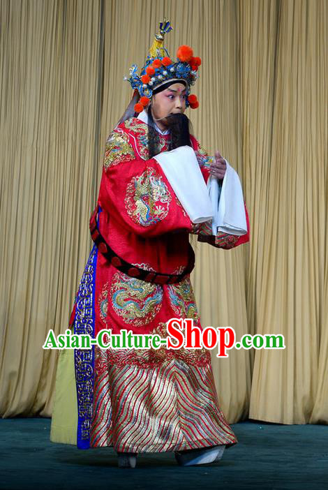 Xi Shi Chinese Peking Opera Elderly Male Laosheng Fan Li Garment Costumes and Headwear Beijing Opera Official Apparels Clothing