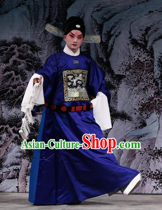 Xi Shi Chinese Peking Opera Xiaosheng Garment Costumes and Headwear Beijing Opera Young Male Wen Zhong Apparels Official Clothing