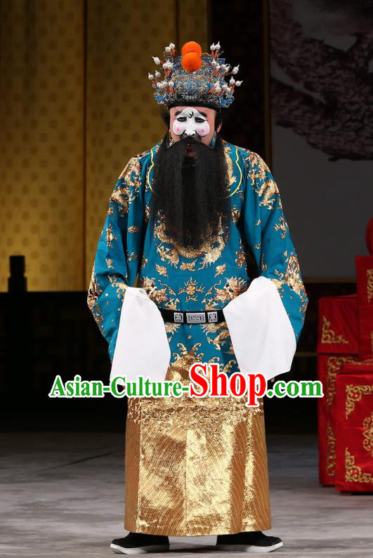 Xi Shi Chinese Peking Opera Official Bo Pi Garment Costumes and Headwear Beijing Opera Elderly Male Apparels Clothing