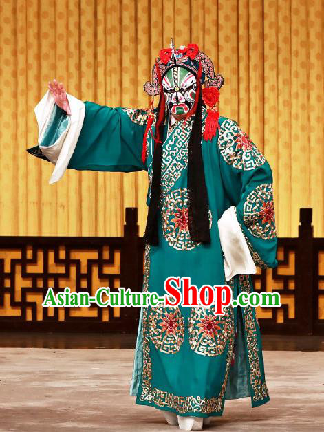 Yan Yang Tower Chinese Peking Opera Swordsman Garment Costumes and Headwear Beijing Opera Hero Xu Shiying Apparels Clothing