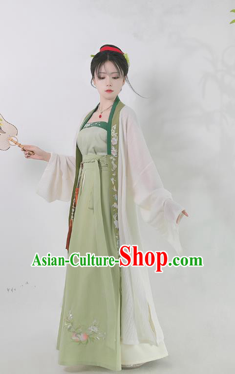 Chinese Song Dynasty Young Lady Apparels Traditional Embroidered Hanfu Dress Ancient Civilian Female Historical Costumes for Women