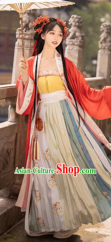 Chinese Song Dynasty Noble Princess Apparels Historical Costumes Traditional Ancient Palace Lady Embroidered Hanfu Dress for Women