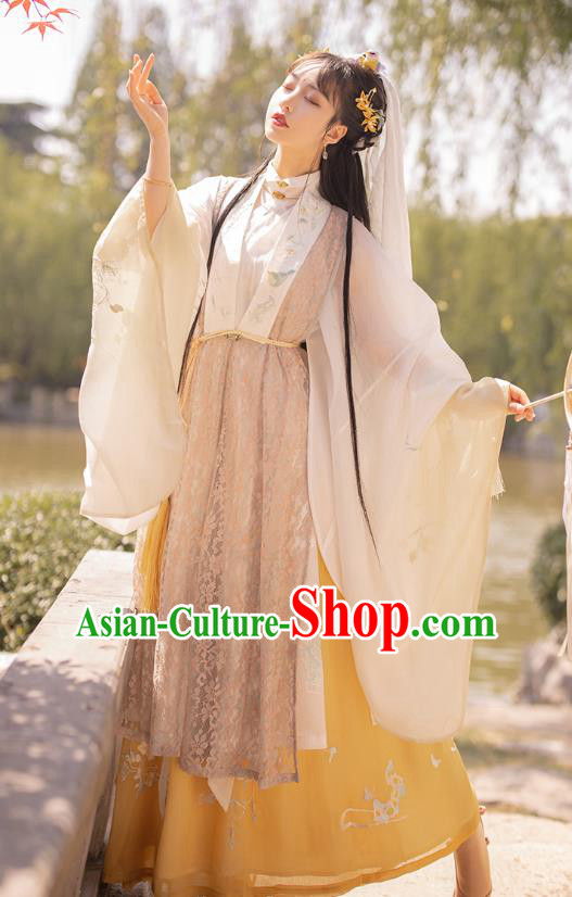 Traditional Chinese Ming Dynasty Royal Princess Historical Costumes Ancient Noble Female Embroidered Hanfu Dress Apparels