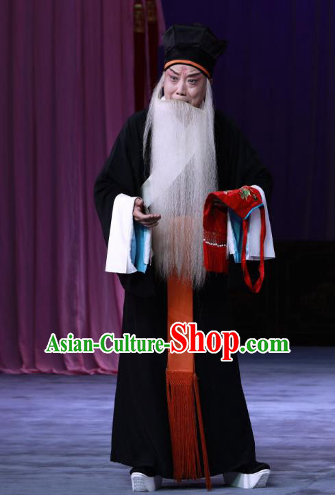 The Unicorn Purse Chinese Peking Opera Elderly Servant Garment Costumes and Headwear Beijing Opera Old Man Apparels Clothing