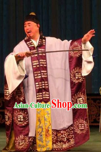 Qing Shi Mountain Chinese Peking Opera Taoist Garment Costumes and Headwear Beijing Opera Elderly Male Wang Banxian Apparels Clothing