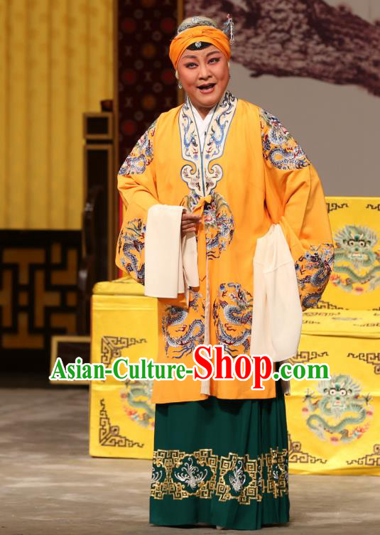 Chinese Beijing Opera Elderly Female Apparels Costumes and Headdress A Honey Trap Traditional Peking Opera Dowager Countess Dress Garment