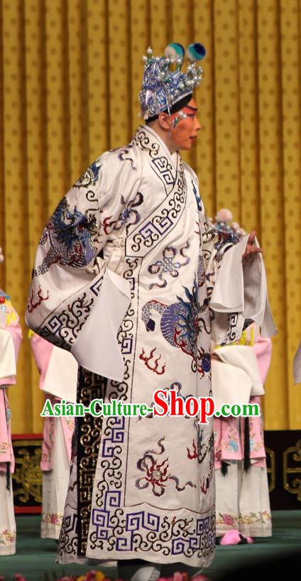 A Honey Trap Chinese Peking Opera Young Man Garment Costumes and Headwear Beijing Opera Martial Male Zhao Yun Apparels Clothing
