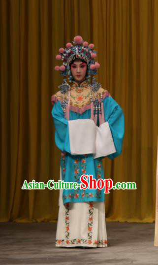 Chinese Beijing Opera Young Lady Apparels Costumes and Headdress A Honey Trap Traditional Peking Opera Xiaodan Dress Court Maid Garment