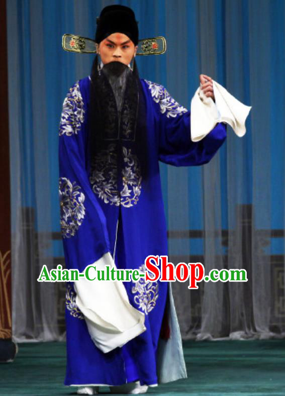 The Mirror of Fortune Chinese Peking Opera Landlord Mei Jun Garment Costumes and Headwear Beijing Opera Elderly Male Apparels Magistrate Clothing