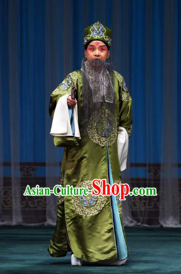 The Mirror of Fortune Chinese Peking Opera Elderly Male Garment Costumes and Headwear Beijing Opera Apparels Landlord Mei Jun Clothing