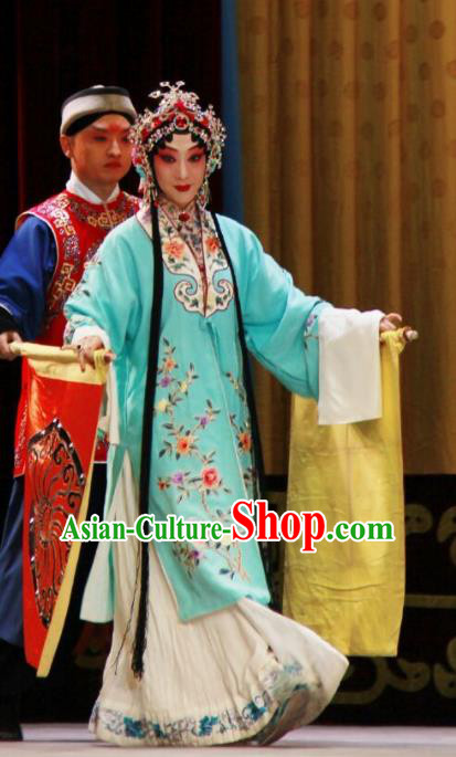 Chinese Beijing Opera Young Female Apparels Costumes and Headdress The Mirror of Fortune Traditional Peking Opera Diva Dress Actress Garment