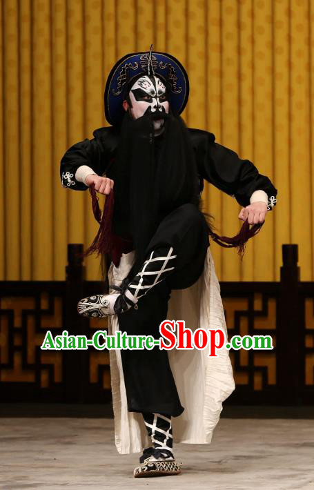 A Honey Trap Chinese Peking Opera Takefu Garment Costumes and Headwear Beijing Opera Wusheng Apparels Martial Man Zhang Fei Clothing