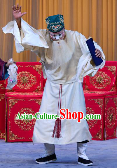 Xin An Yi Chinese Peking Opera Old Man Garment Costumes and Headwear Beijing Opera Elderly Male Apparels Clothing