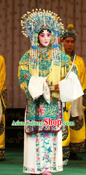 Chinese Beijing Opera Diva Hua Tan Apparels Costumes and Headdress Princess Yinping Traditional Peking Opera Actress Dress Garment