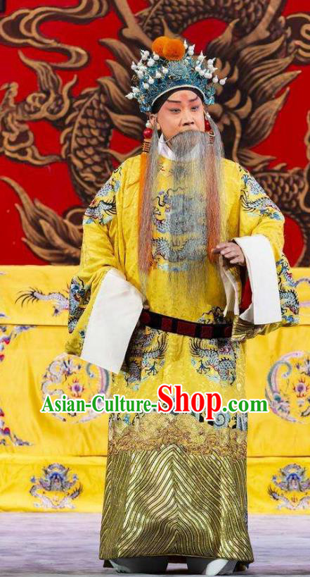Princess Yinping Chinese Peking Opera Emperor Li Shimin Garment Costumes and Headwear Beijing Opera Elderly Male Apparels Clothing