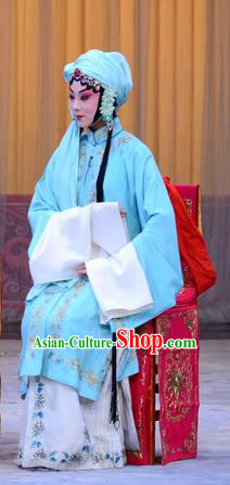 Chinese Beijing Opera Hua Tan Apparels Costumes and Headpieces Xin An Yi Traditional Peking Opera Young Female Zhao Meirong Blue Dress Garment