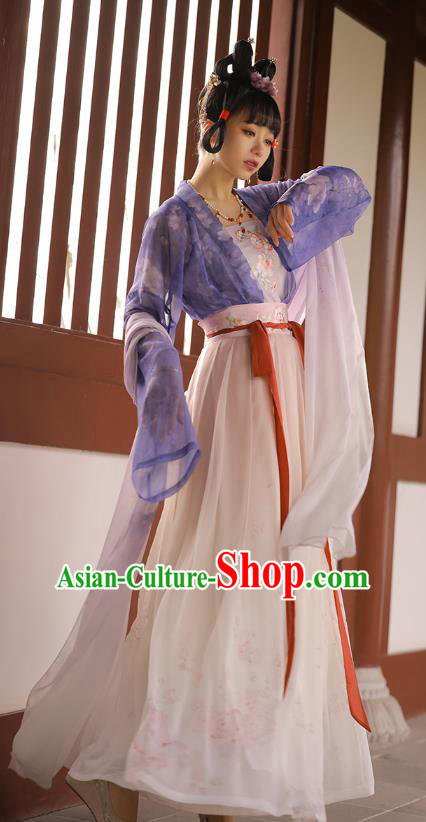 Chinese Ancient Palace Lady Embroidered Hanfu Dress Traditional Tang Dynasty Court Maid Historical Costumes Apparels