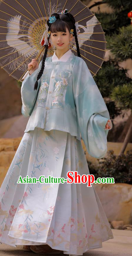 Chinese Ancient Noble Lady Embroidered Hanfu Dress Traditional Ming Dynasty Historical Costumes Apparels for Rich Woman