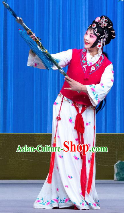 Chinese Beijing Opera Xiaodan Apparels Costumes and Headdress You Sisters in the Red Chamber Traditional Peking Opera Young Lady You Sanjie Dress Garment