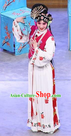 Chinese Beijing Opera Xiaodan You Sanjie Apparels Costumes and Headdress You Sisters in the Red Chamber Traditional Peking Opera Dress Young Lady Garment