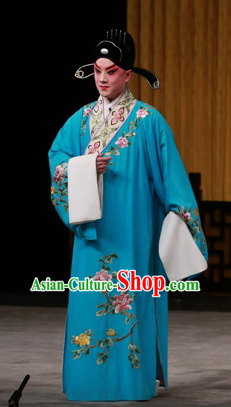 Hongqiao with the Pearl Chinese Peking Opera Scholar Bai Yong Garment Costumes and Headwear Beijing Opera Xiaosheng Apparels Young Male Clothing