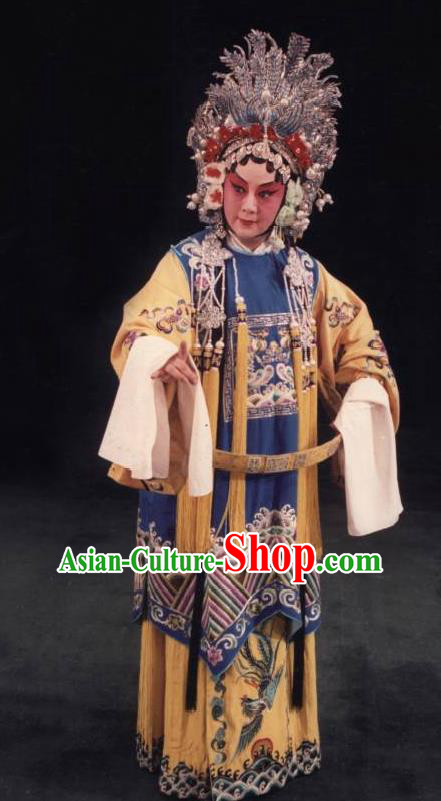 Chinese Beijing Opera Palace Queen Apparels Costumes and Headdress Anecdote of Wu Zetian Traditional Peking Opera Court Empress Dress Garment