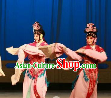 Chinese Beijing Opera Goddess Apparels Costumes and Headdress Hongqiao with the Pearl Traditional Peking Opera Xiaodan Dress Young Lady Garment