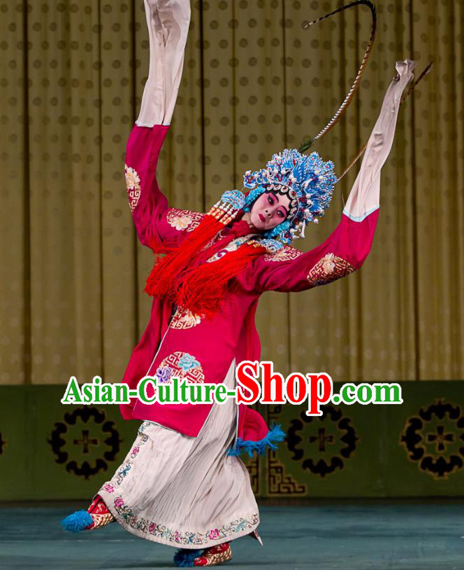 Chinese Beijing Opera Goddess Ling Bo Apparels Costumes and Headdress Hongqiao with the Pearl Traditional Peking Opera Hua Tan Dress Diva Garment